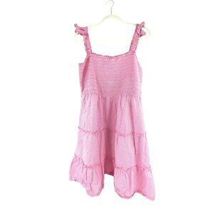J.Crew Re-Imagined Women's Striped Cotton Tiered Dress XL Pink Ruffle Barbiecore